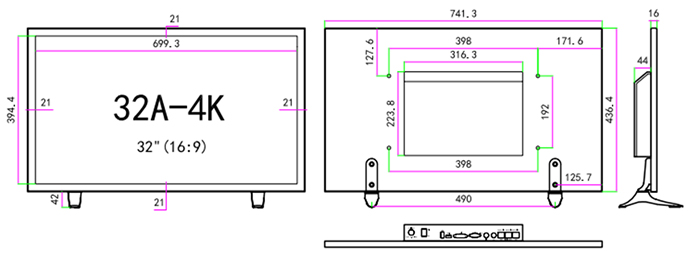 LED32A-4K 外形寸法図