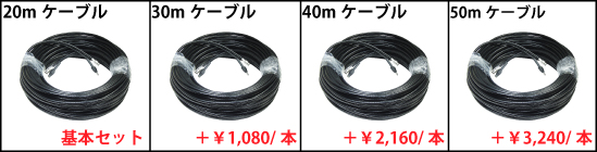 HD-SDIカメラ専用ケーブル/30m、40m、50mに変更も可能