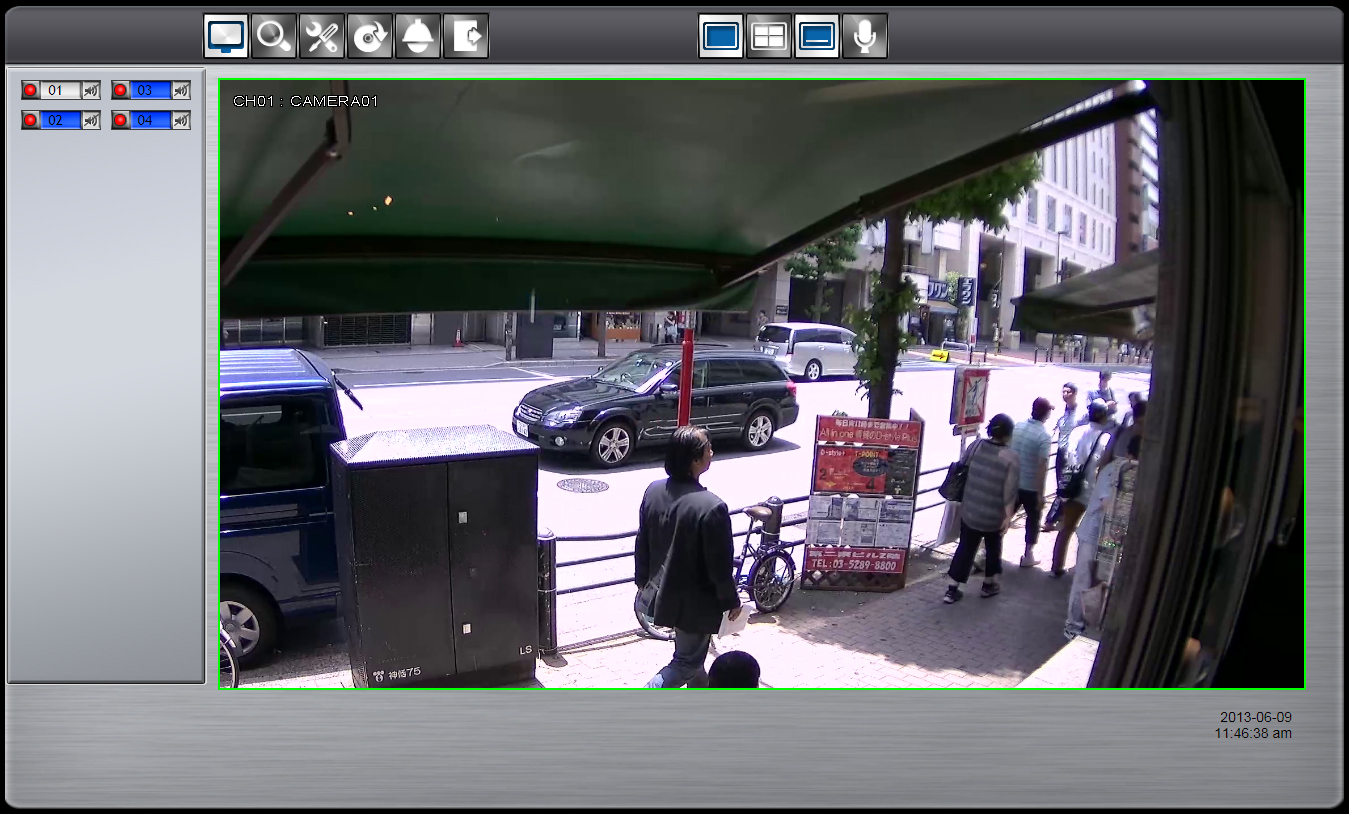 YHDR-04G ネットワークライブ監視画面