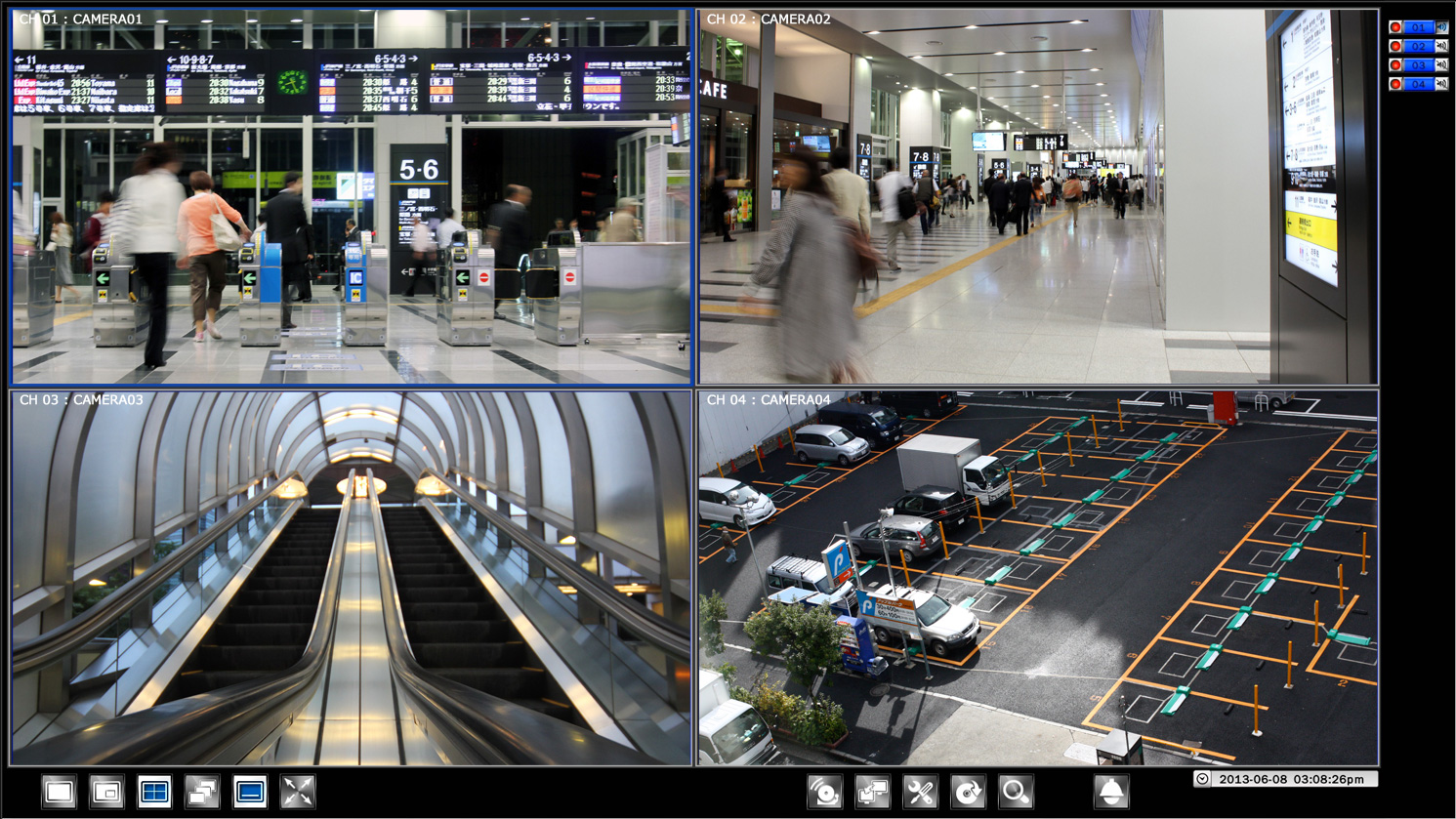 YHDR-04G HD-CCTV/HD-SDI防犯・監視カメラを4台まで接続・録画が可能