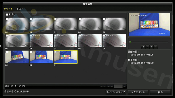 DS-7216HUHI-F2/S バックアップ画面