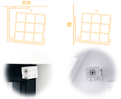 あんしんカム iCam HD 360 専用マウントで天井又は壁面への壁掛設置も可能