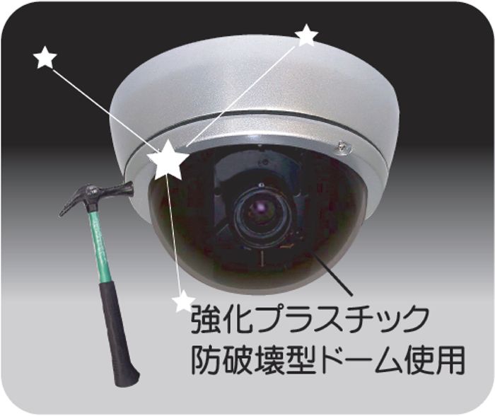 SE-9333VD 強化プラスチック採用の防破壊型ドーム型監視カメラ