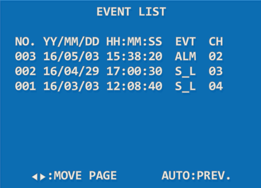 SC-04MHD イベントリスト表示画面